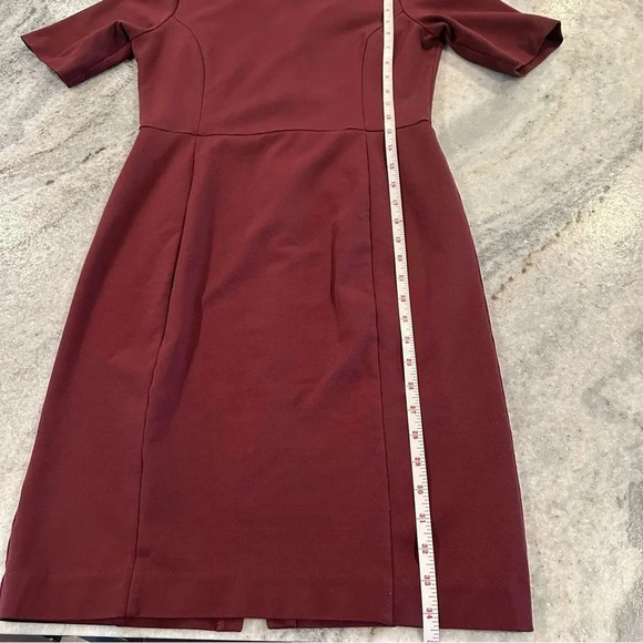 Ann Taylor Burgandy Half Sleeve Back Slit V-back Midi Dress Womens Size 4 - Picture 7 of 11